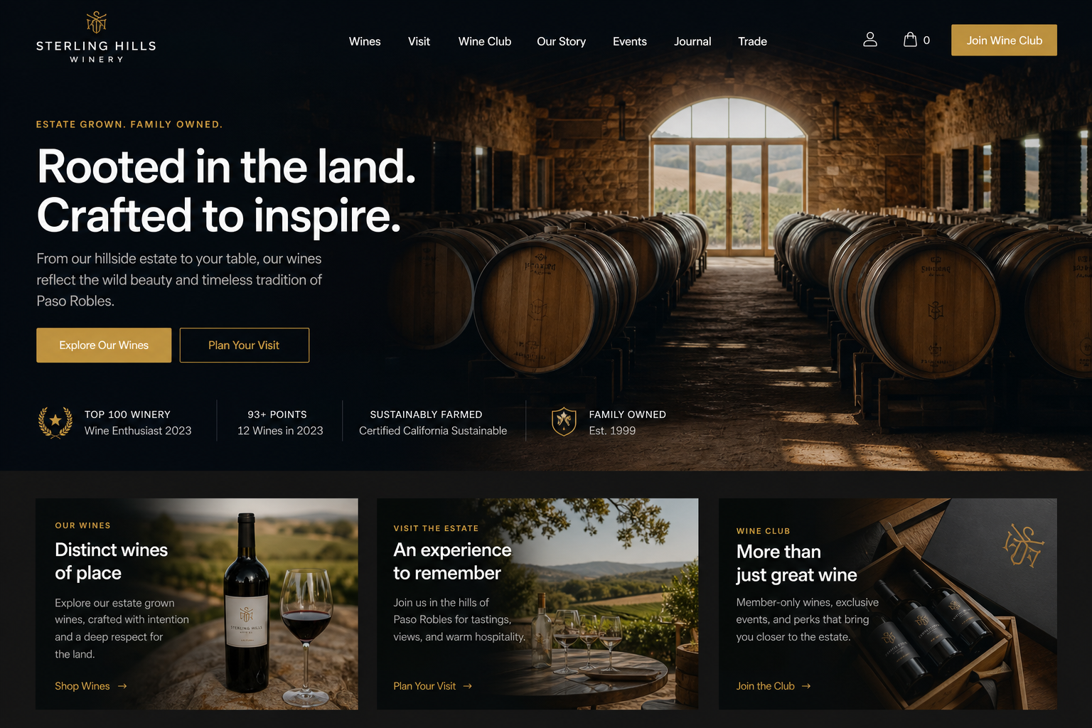 Marquee Winery — Winery website template