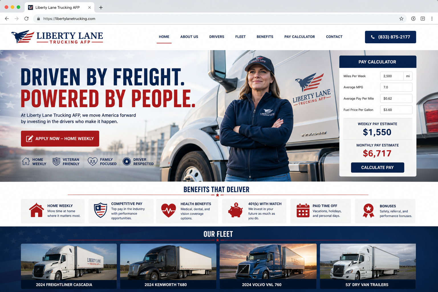 Liberty Lane Trucking AFP website template