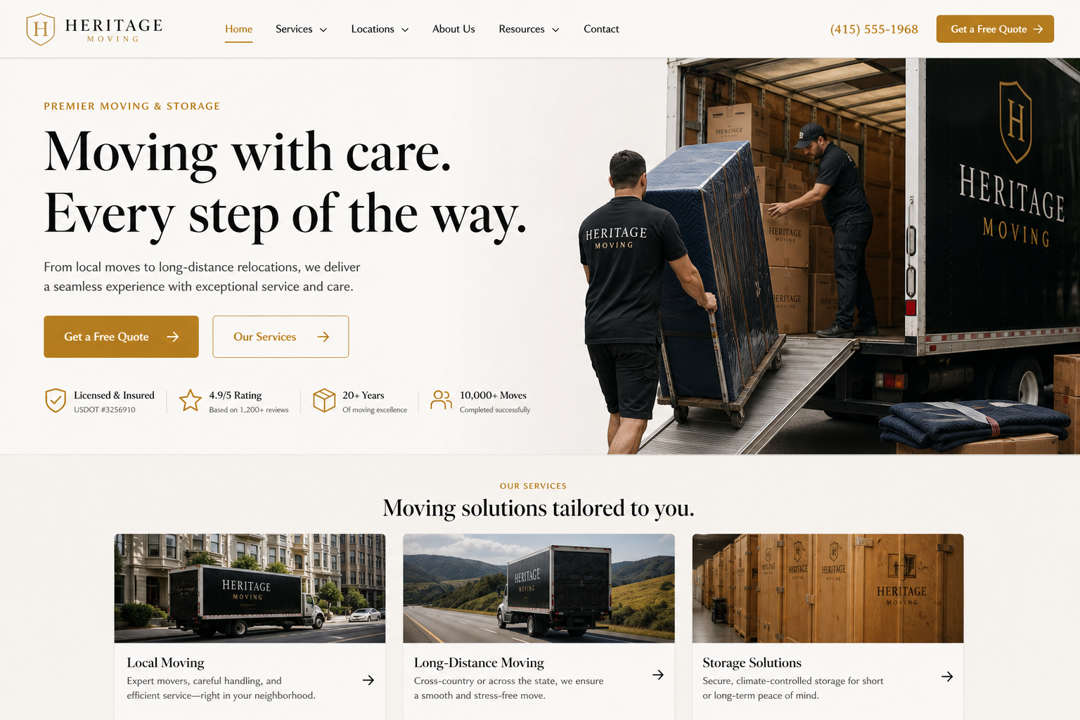 Field Moving Company — Moving Company website template