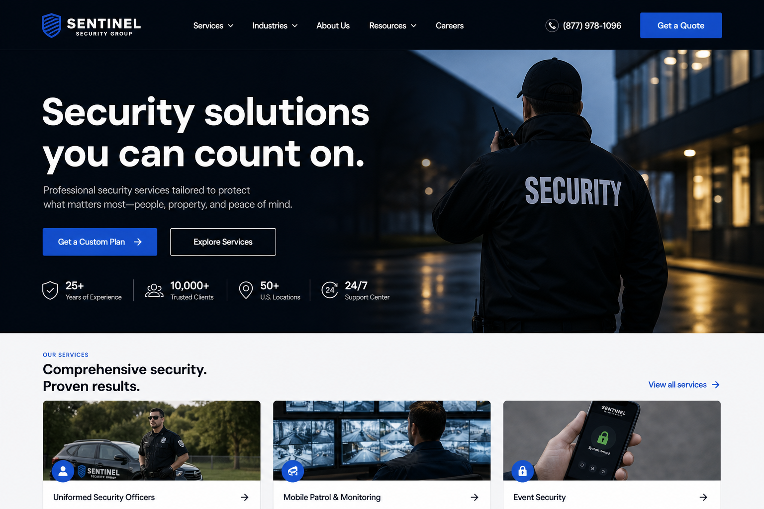 Pivot Security Company — Security Company website template