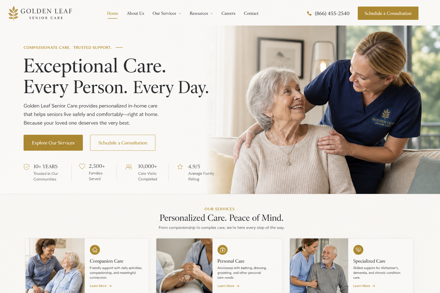Gilt Senior Care — Senior Care website template