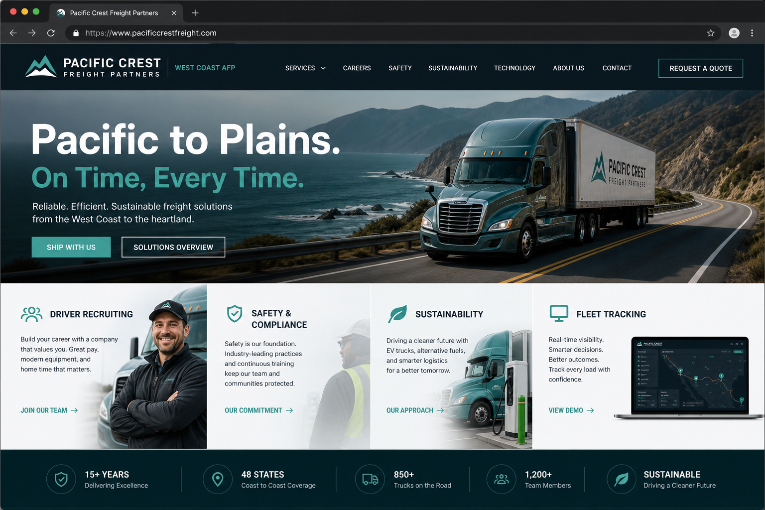 Pacific Crest Freight Partners website template
