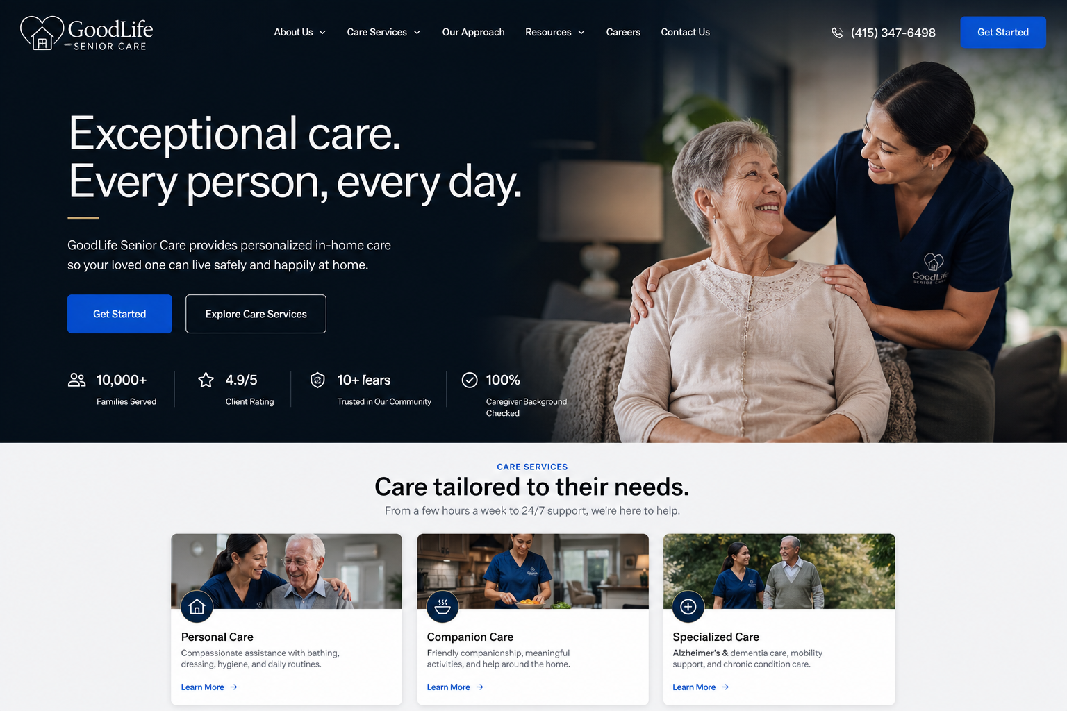 Roam Senior Care — Senior Care website template