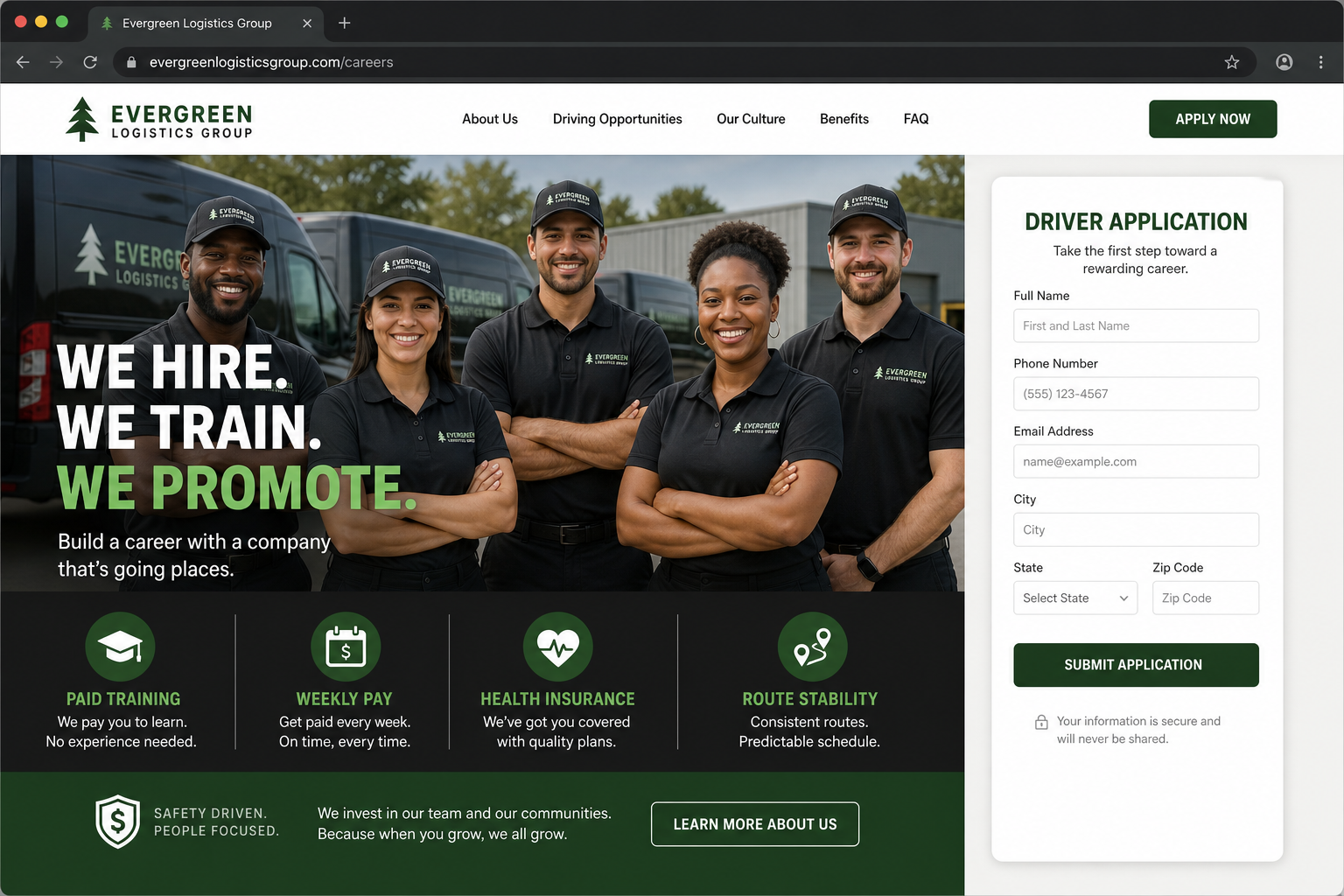 Evergreen Logistics Group website template