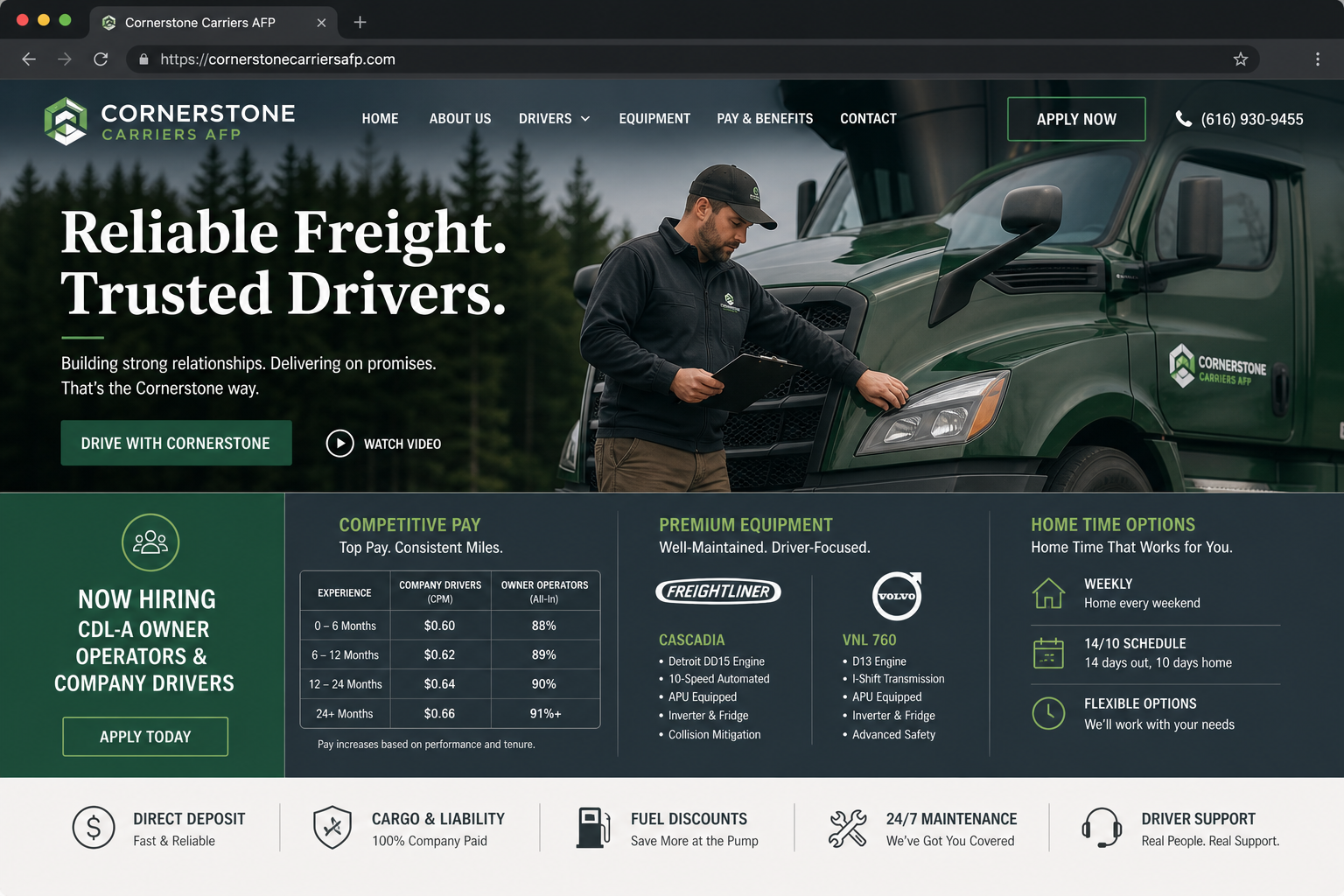 Cornerstone Carriers AFP website template