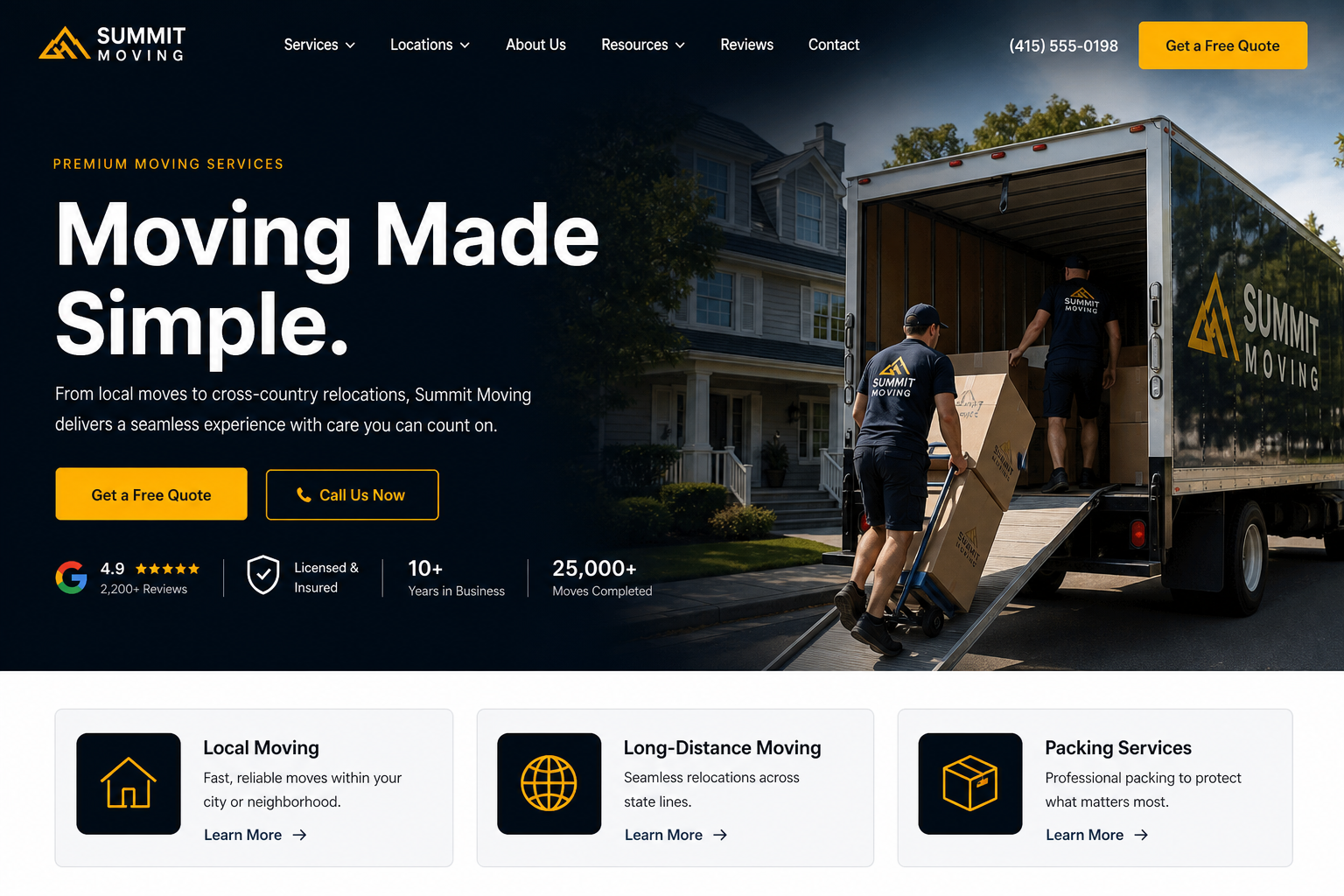 Range Moving Company — Moving Company website template