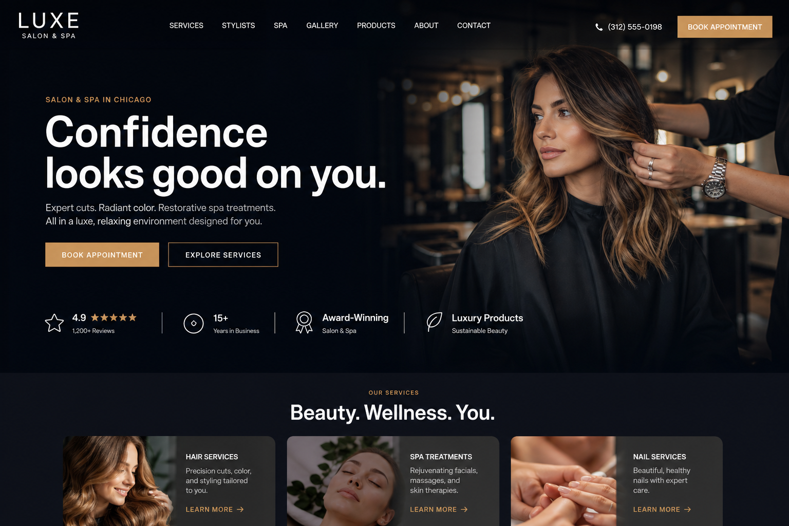 Onyx Salon & Spa — Salon & Spa website template