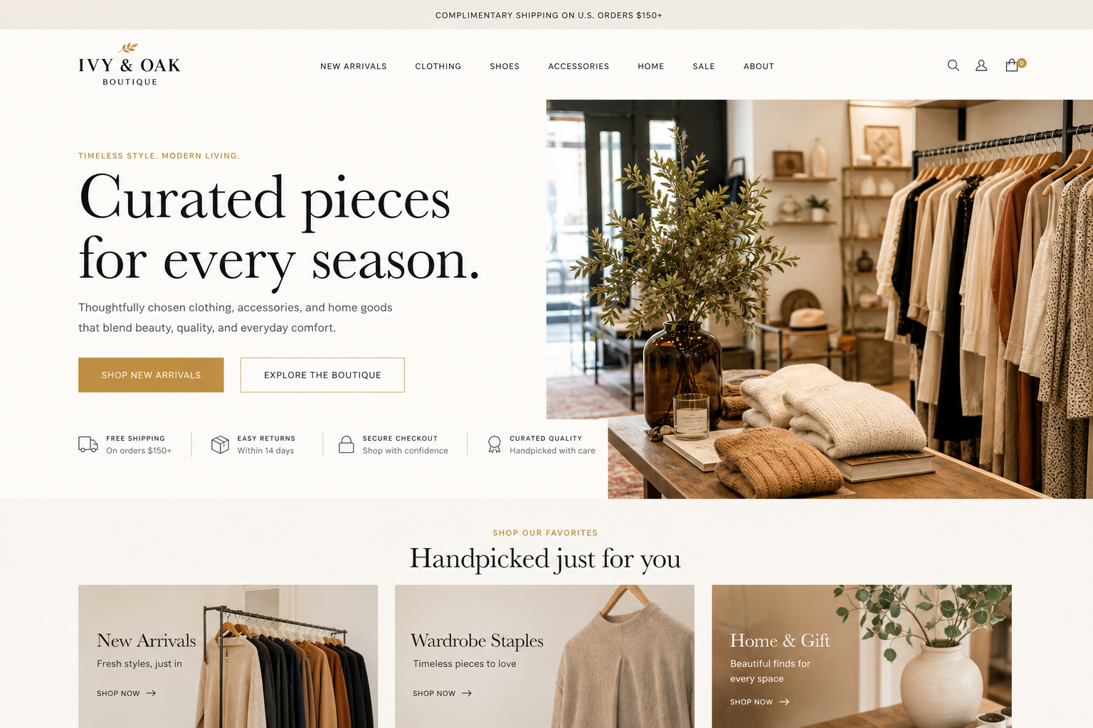 Boutique Shop website template