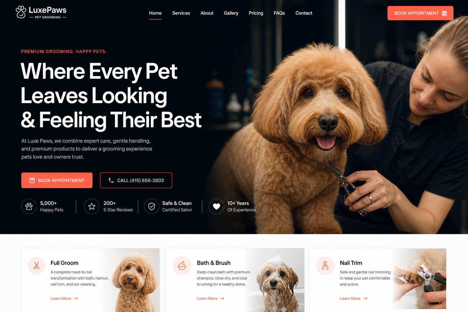 Meadow Pet Groomer — Pet Groomer website template