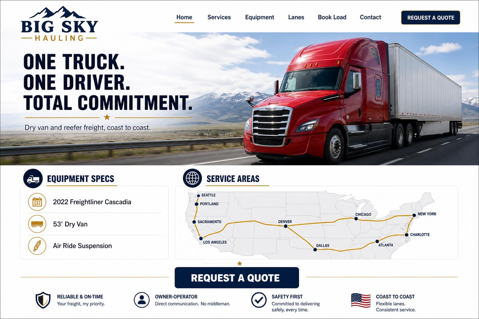 Press Owner Operator Truck Driver — Owner Operator Truck Driver website template