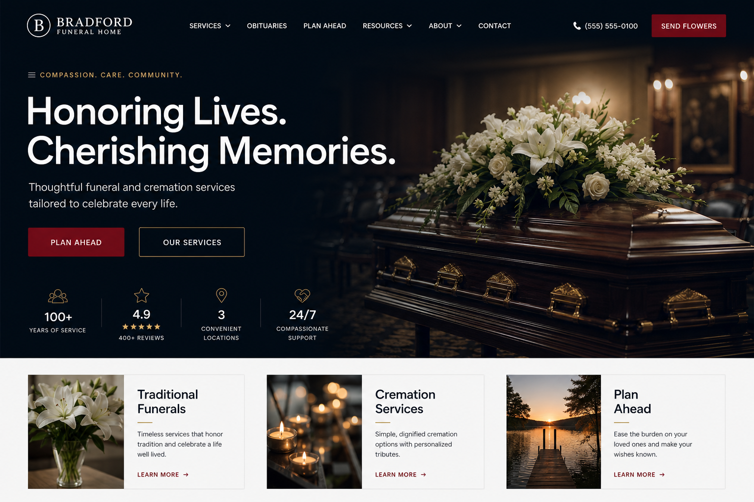 Modern Funeral Home — Funeral Home website template