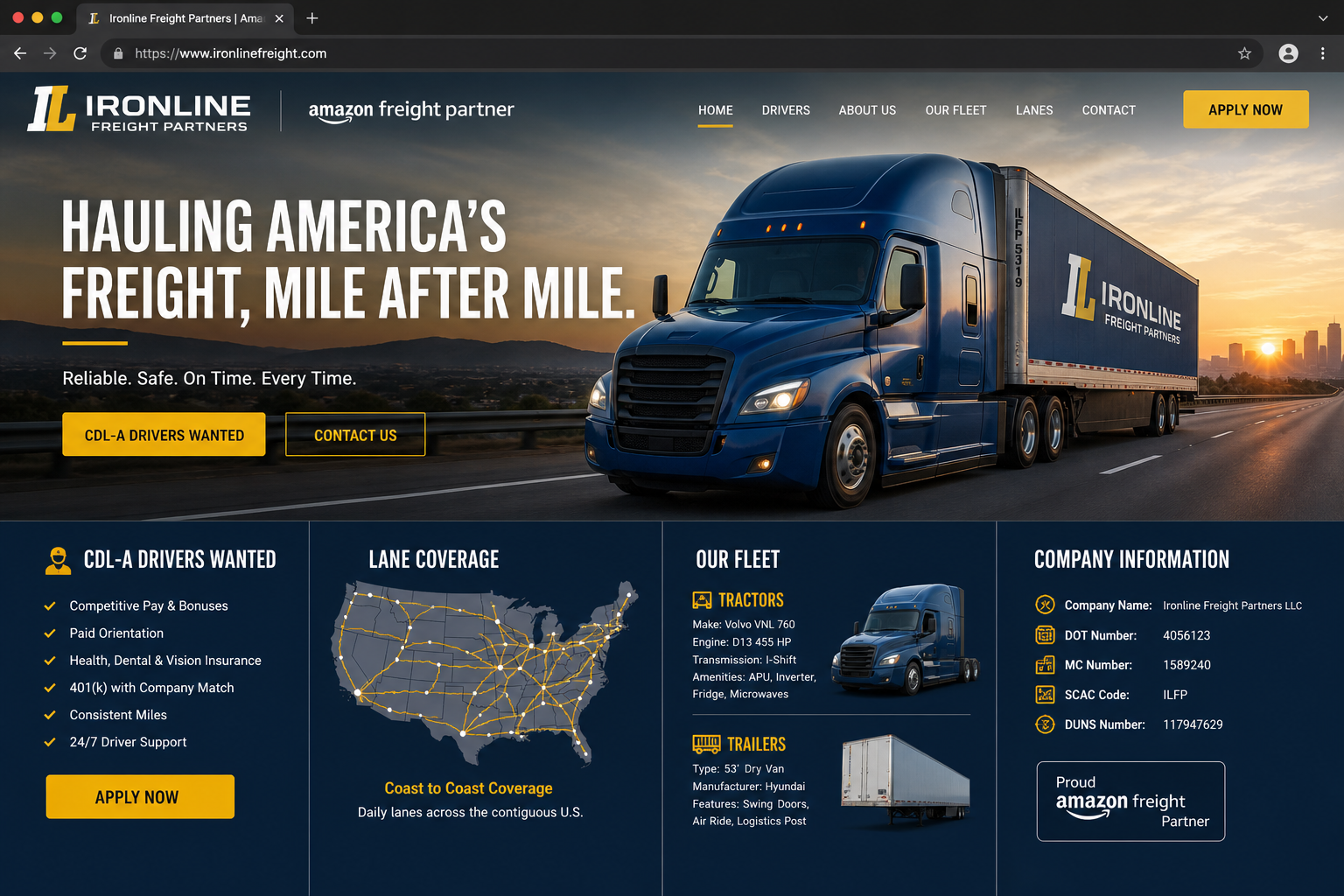 Ironline Freight Partners website template