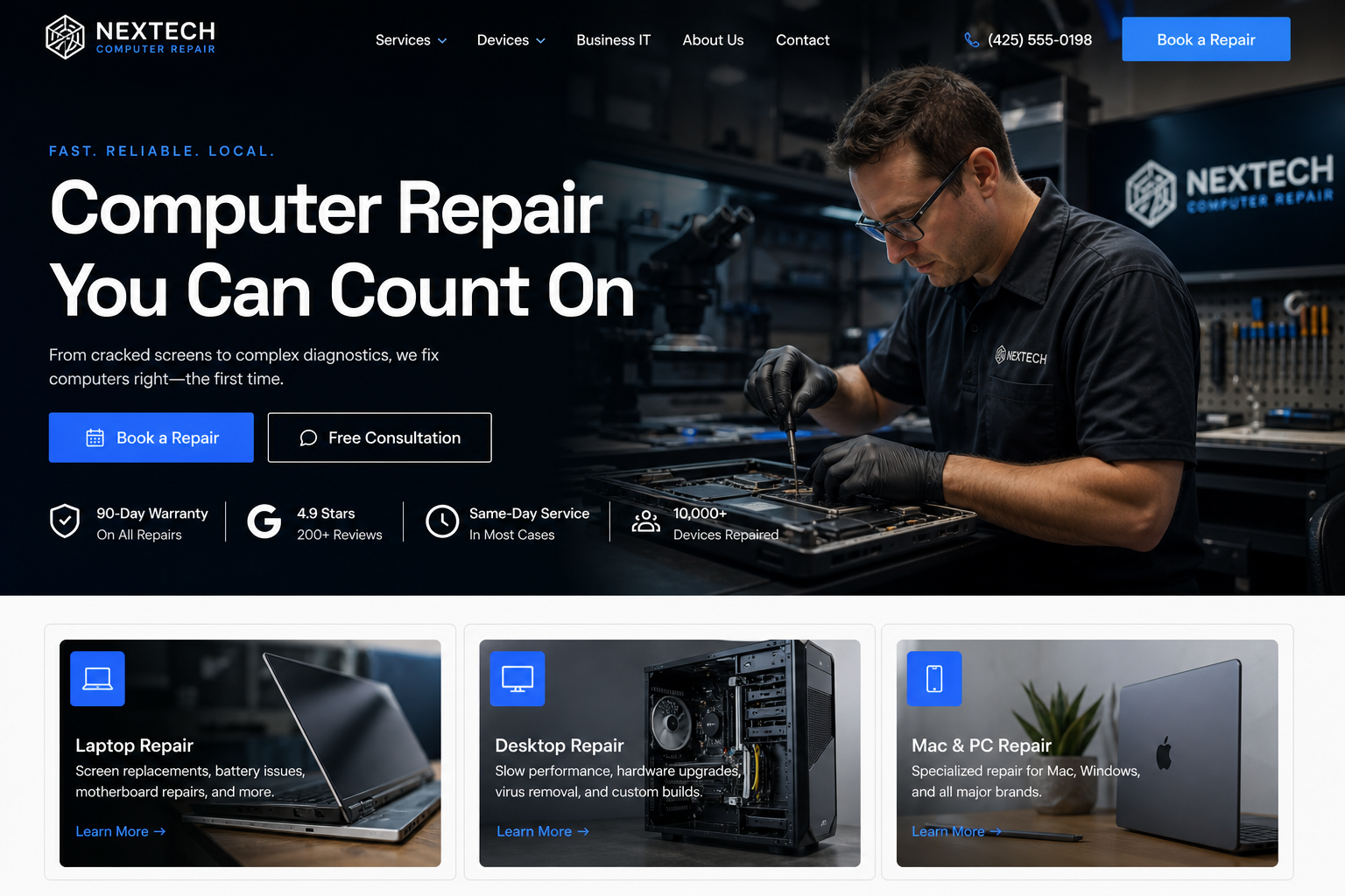 Pioneer Computer Repair — Computer Repair website template