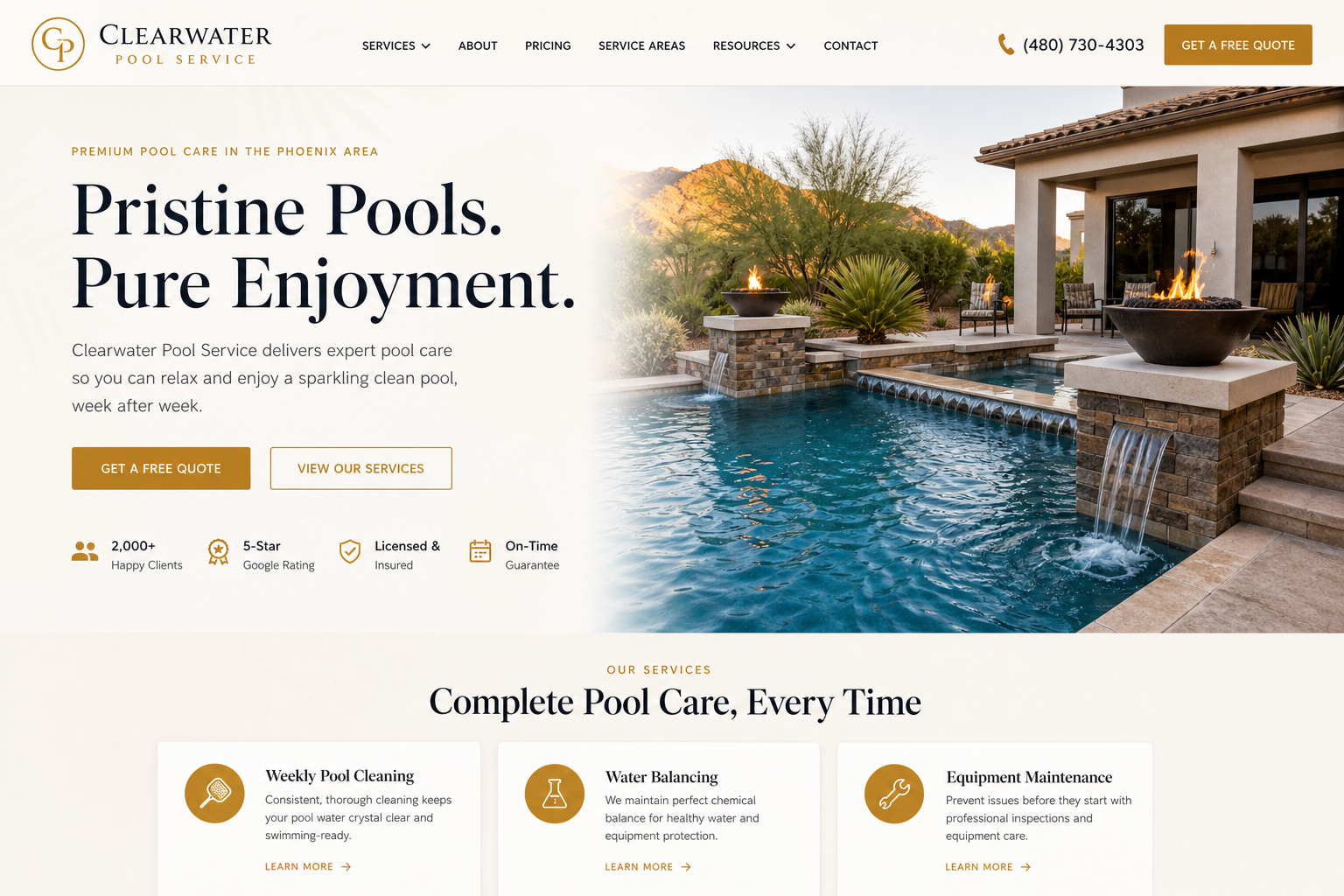 Slate Pool Service — Pool Service website template