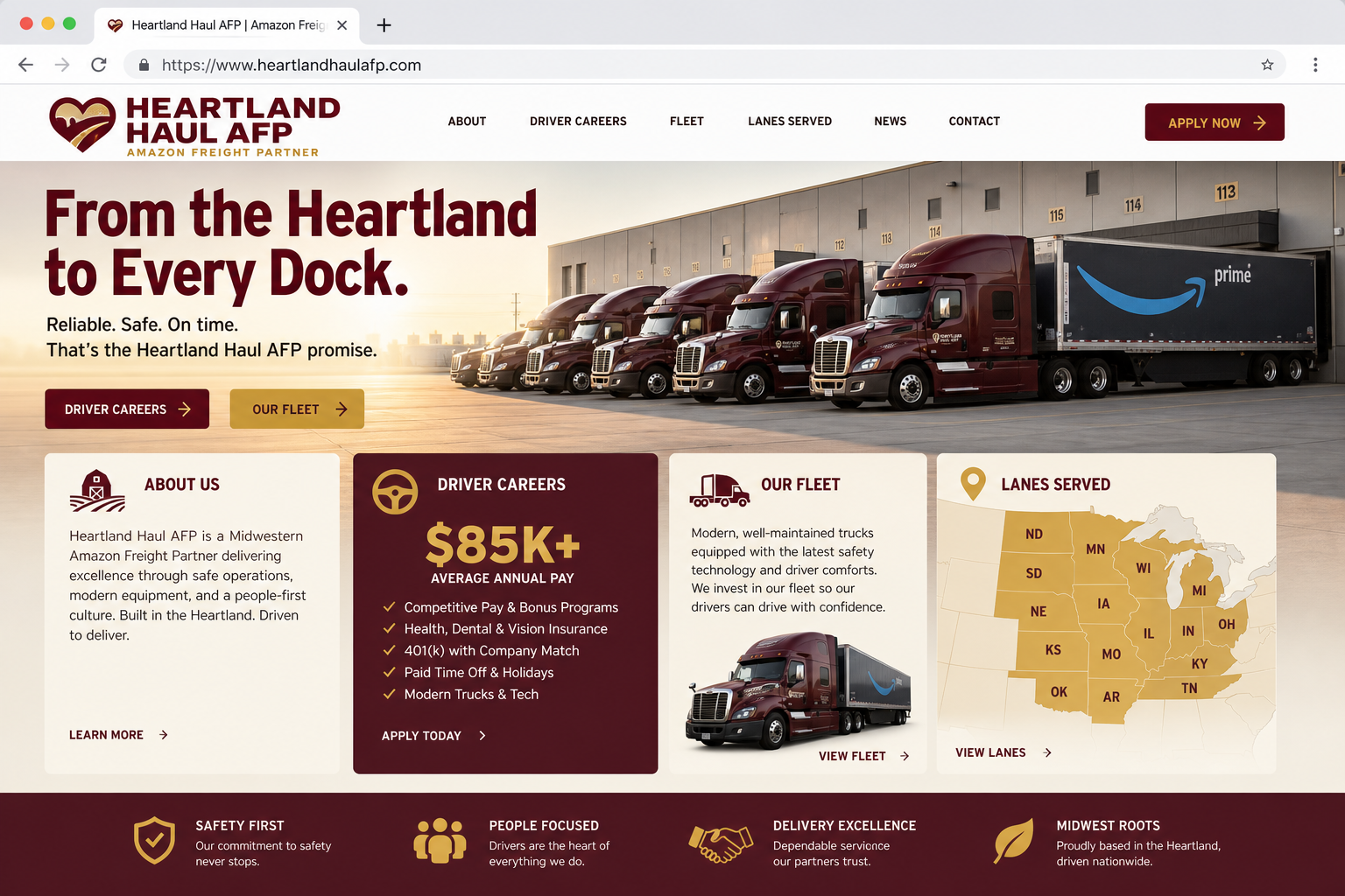 Heartland Haul AFP website template