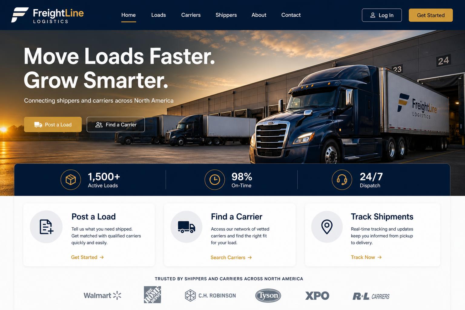 Spark Freight Broker — Freight Broker website template