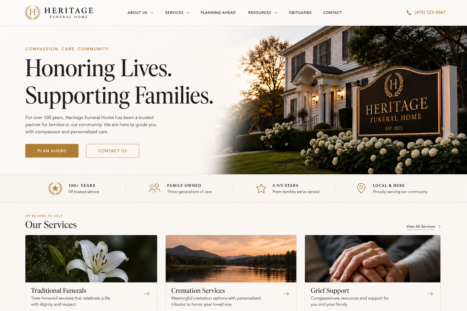 Linear Funeral Home — Funeral Home website template