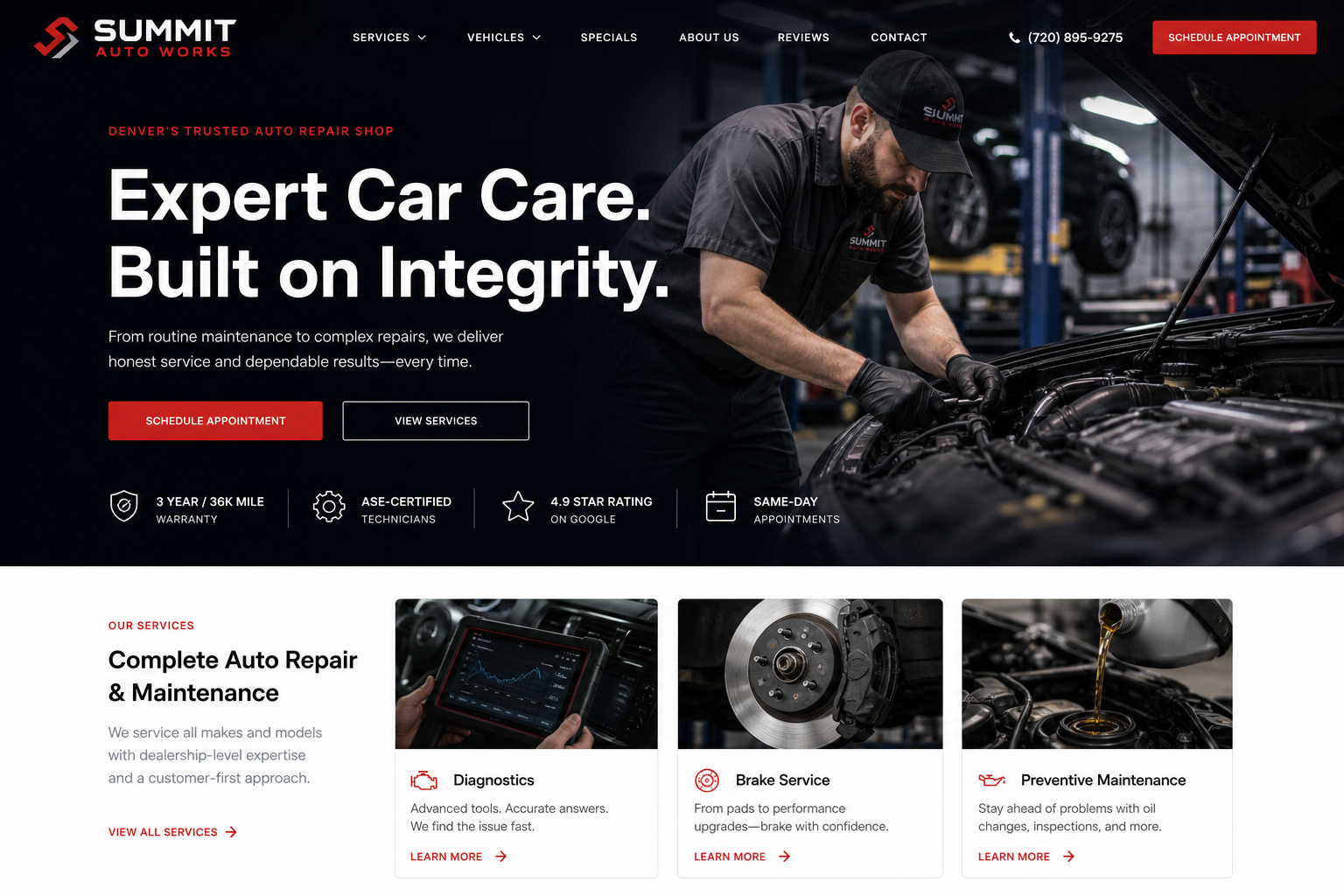 Heritage Auto Repair — Auto Repair website template