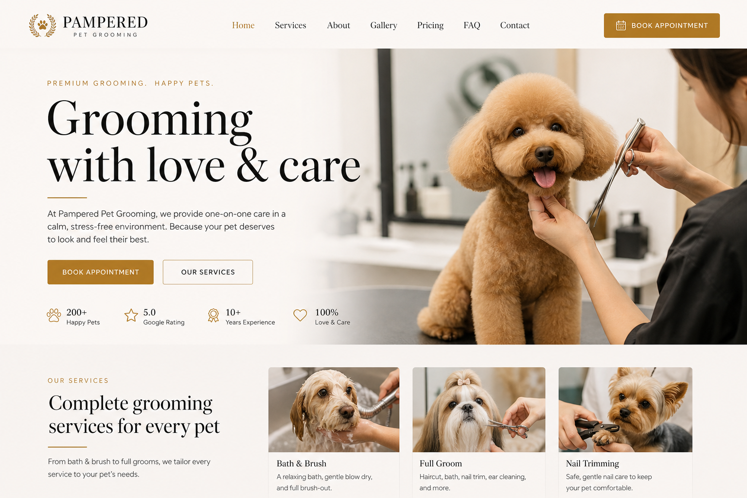 Bloom Pet Groomer — Pet Groomer website template